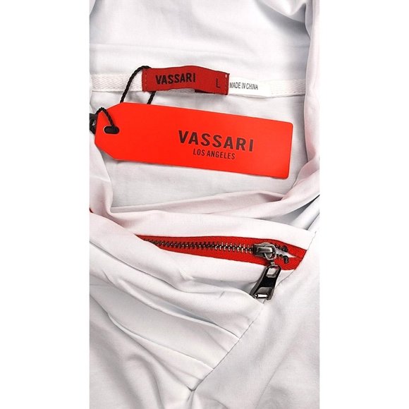 Vassari Los Angeles High Zipper Collar Large Red White Designer Shirt - Picture 8 of 10